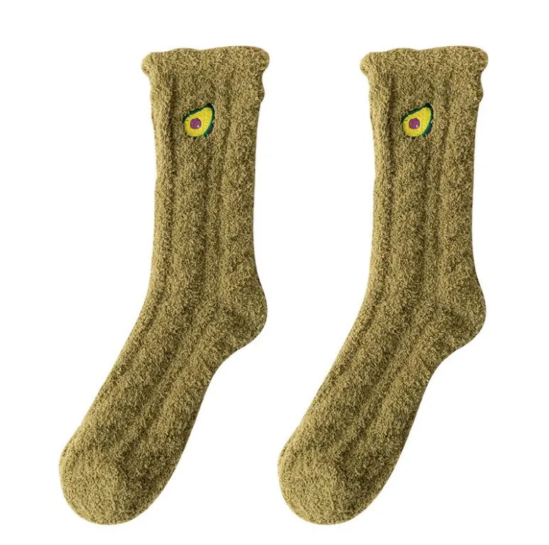 Womens Fuzzy Socks Custom Embroidery Logo Fleece Sipper Socks for Winter