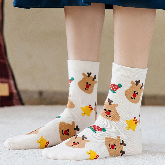 Winter Warm Thermal Soft Cozy Crew MIDI Anti-Slip Socks Cute Christmas Socks